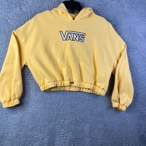 Vans Cropped Hoodie Womens XS Yellow White Logo Casual Gym Workout Pre-Owned